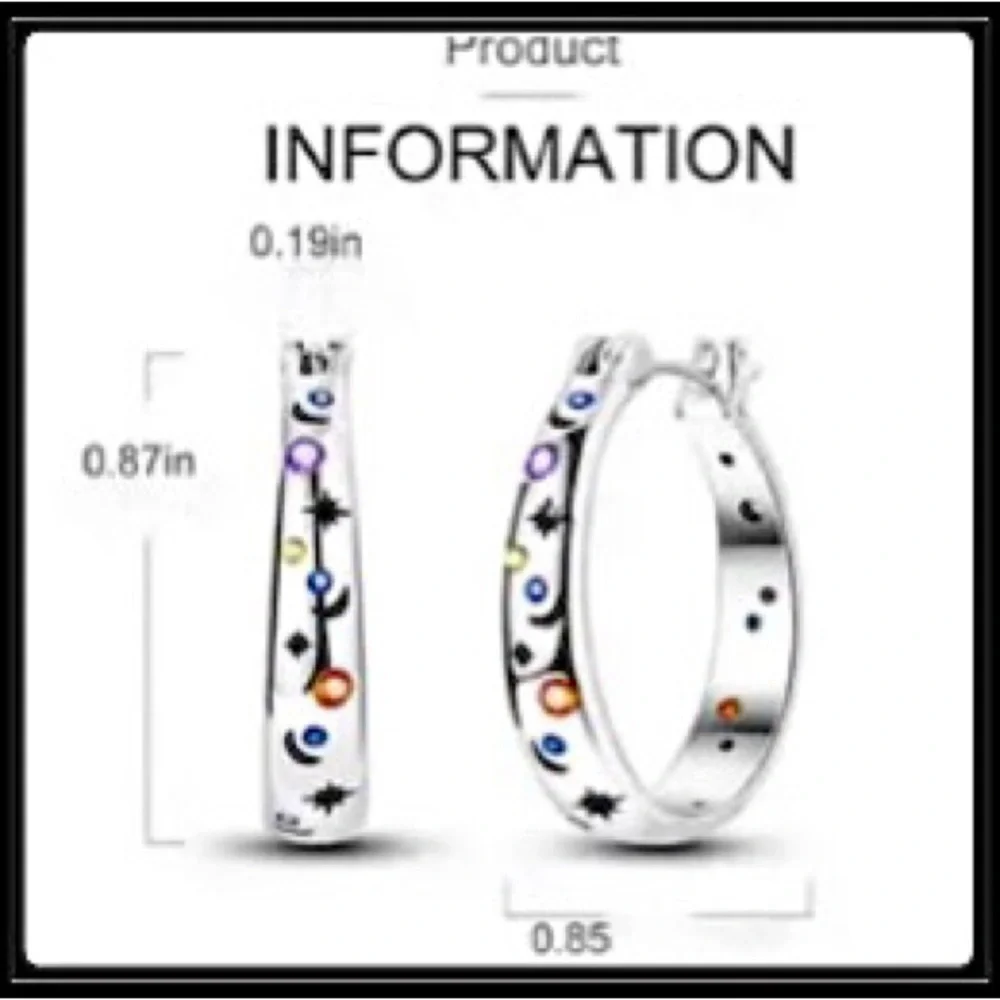 Clearance! NEW 925 SILVER MOON & STARS CELESTIAL CRYSTAL HOOP EARRINGS